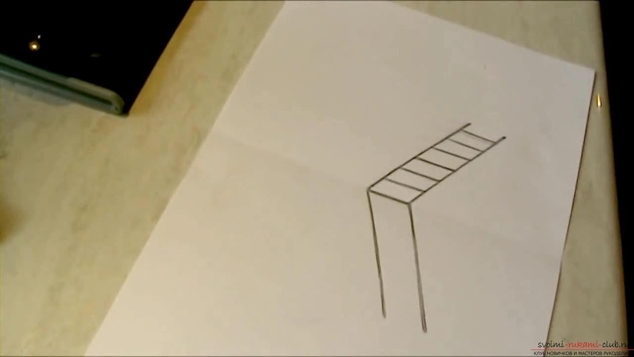 Drawing 3d drawing, image of stairs, pencil for beginners. Picture №3
