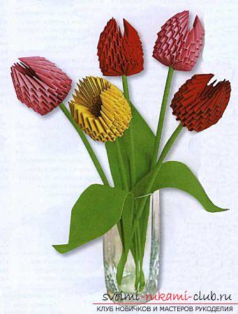 Modular origami flower tulip. Photo №4