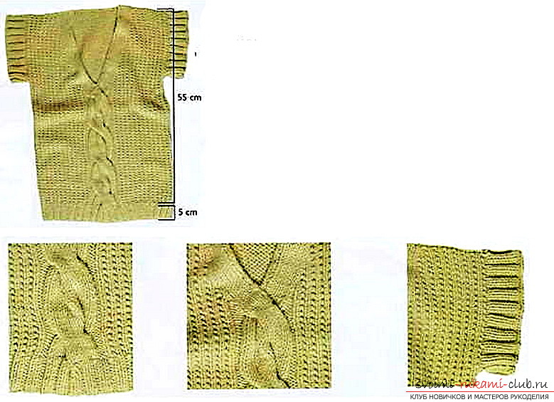 Πλέξιμο γυναικείο γιλέκο με βελόνες πλεξίματος. Σχέδιο και φωτογραφία ενός γιλέκο για τις γυναίκες με τα χέρια τους για αρχάριους πλεκτοβιομηχανίες. Φωτογραφία # 2