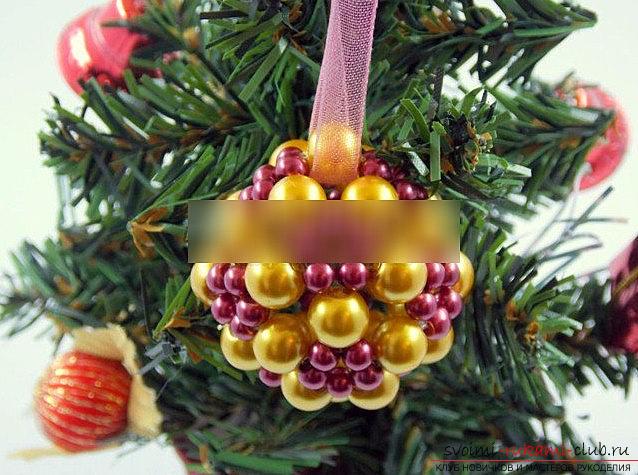 How to make a beautiful bead for Christmas trees? New Year's master class beads. Photo №7