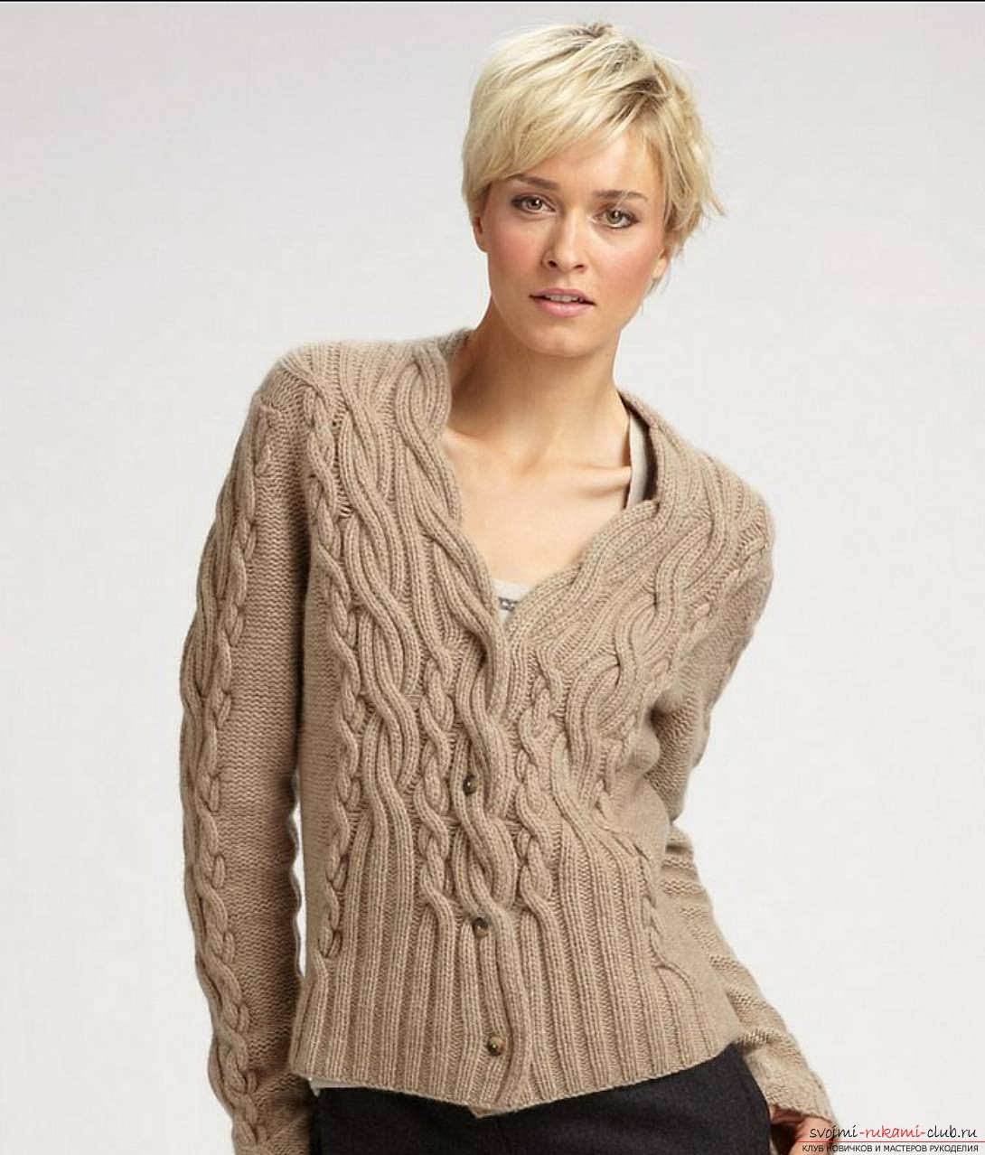 knitted knitting with an original women's jacket. Picture №3