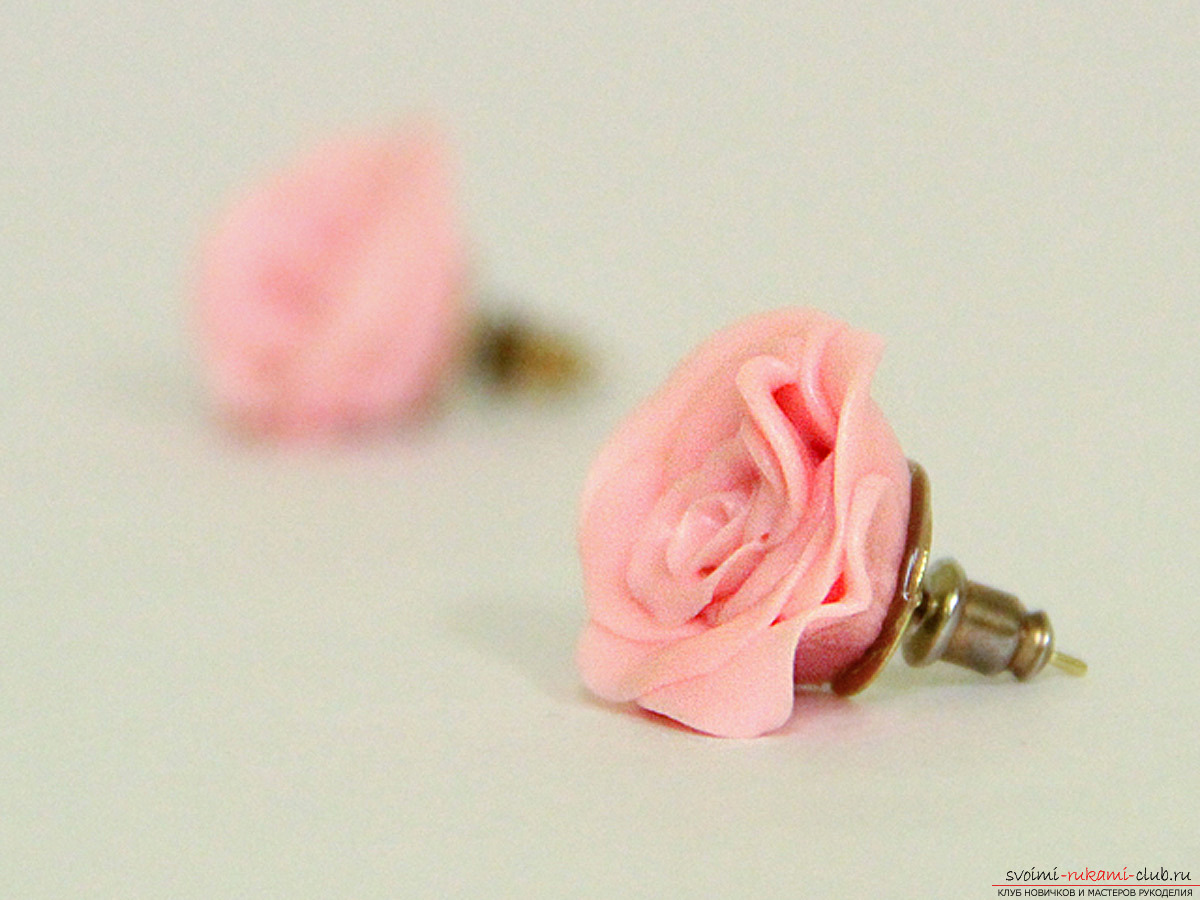 A charming set of jewelry in the form of roses, made of polymer clay. A clear master class for beginners. Photo №1