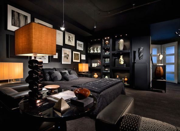 Bedroom interior design in dark colors