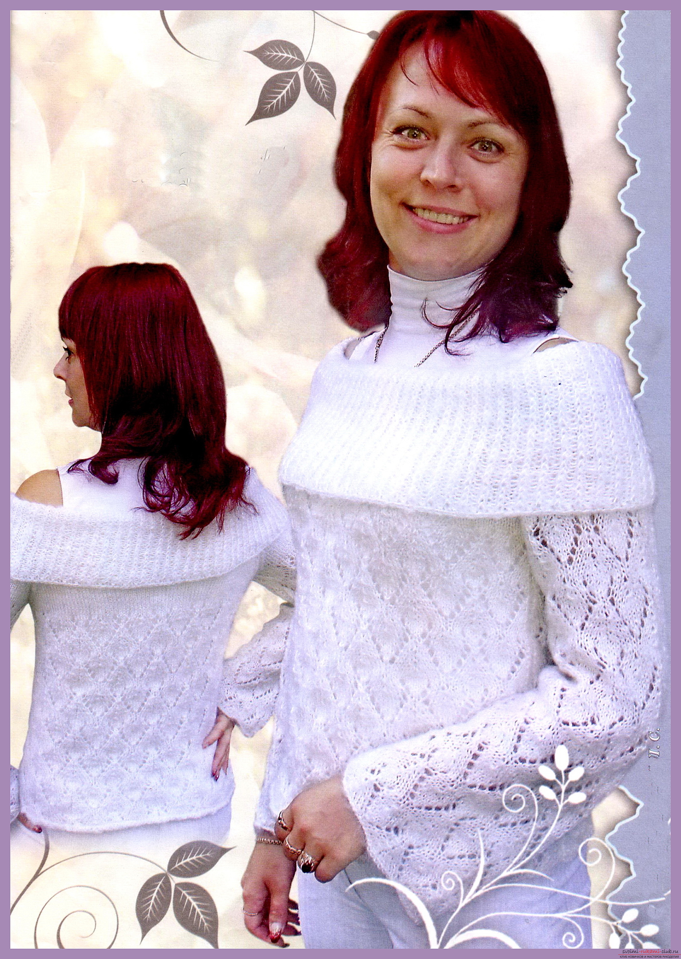 knitted knitted sweatshirt with an openwork pattern. Photo №4