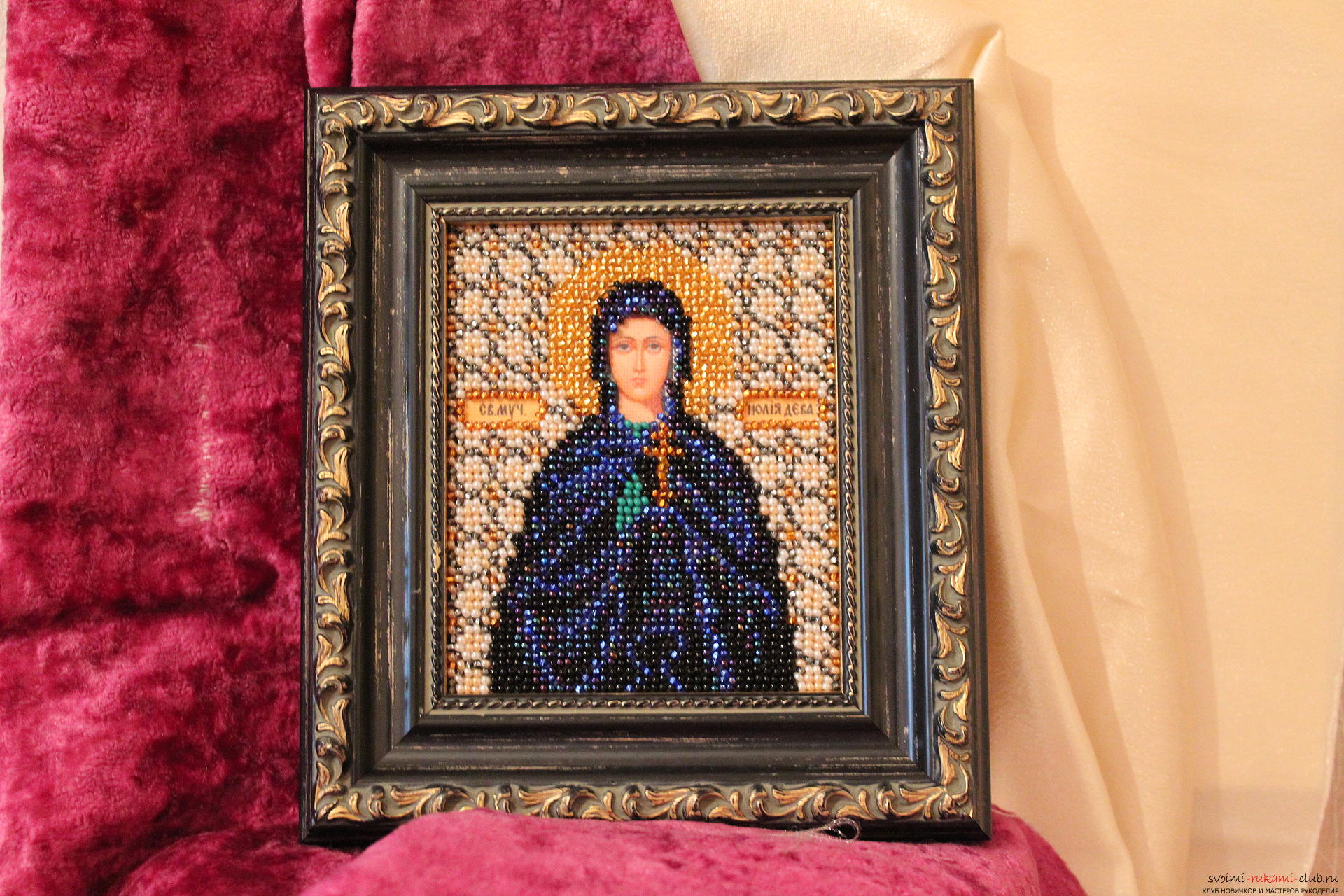 Named icons, embroidered with beads. Photo №1