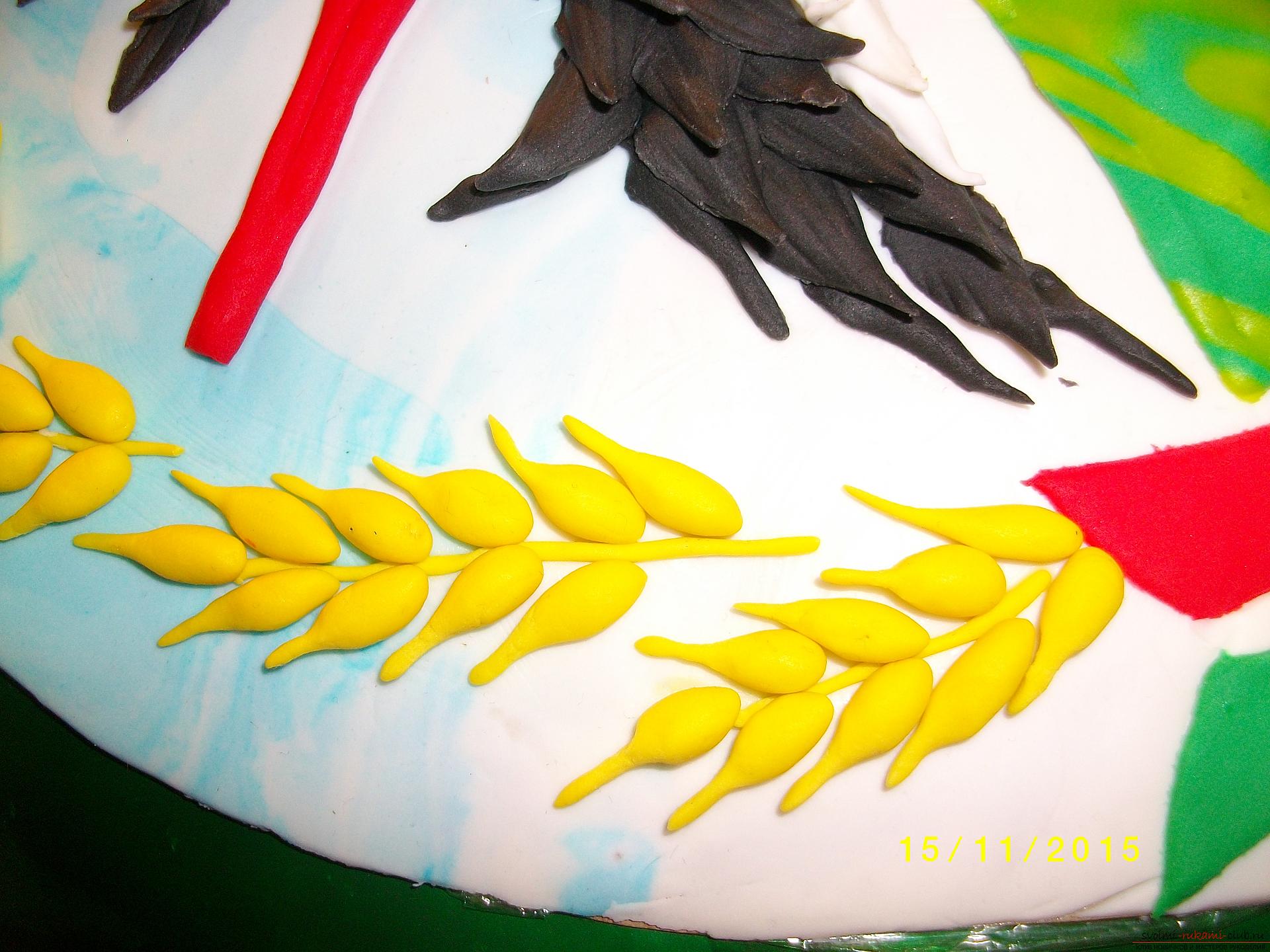 Jubilee cake made of mastic with voluminous ornaments. Photo №1