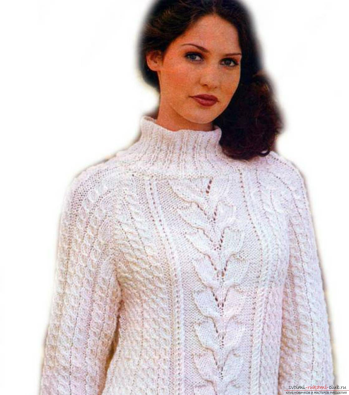 плетени плетиво топли жените пуловер до замръзване. Снимка №1
