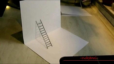 Drawing 3d drawing, image of stairs, pencil for beginners. Photo №5