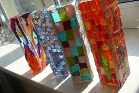 Stained glass vases photo