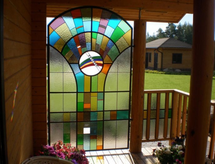 Stained glass on the street in the house