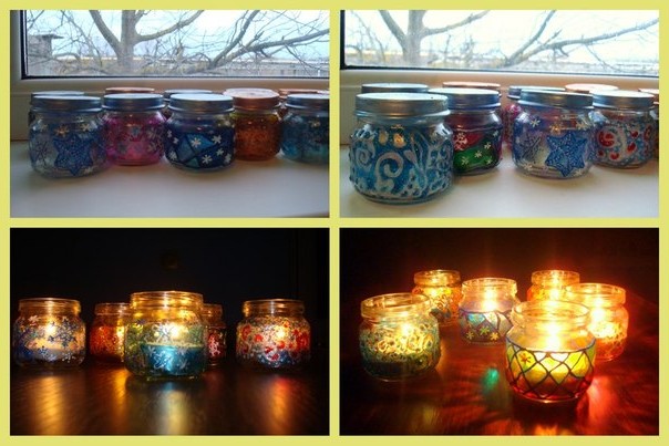 Stained glass jars from glass jars