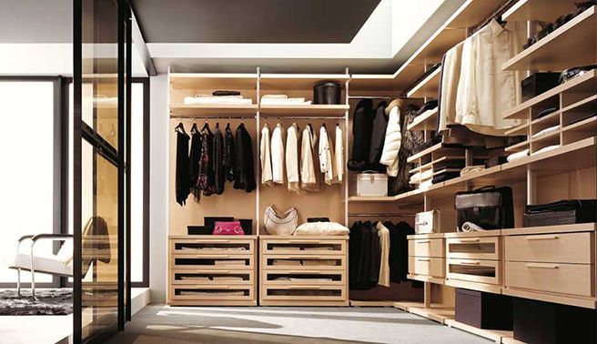 Отворен ъглов дизайн гардероб