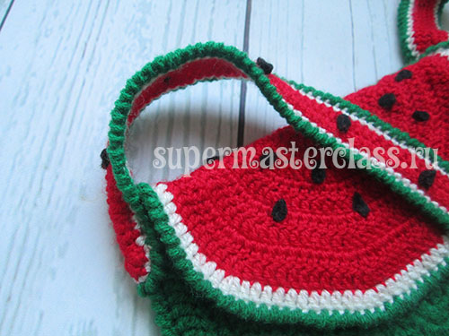 Crochet knitted baby bag
