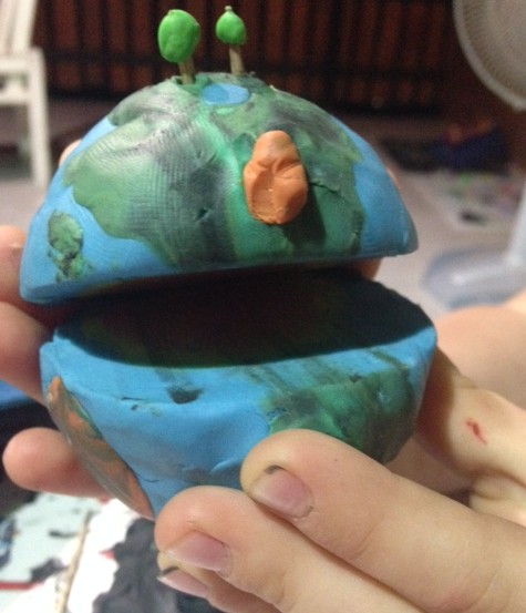 Home education is natural science. Planet, rainbow from plasticine