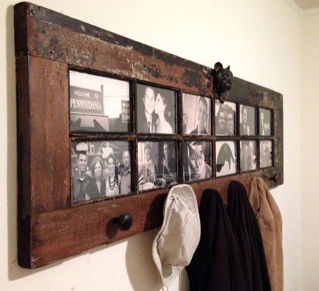 Oude deur - kleding hanger en foto frame