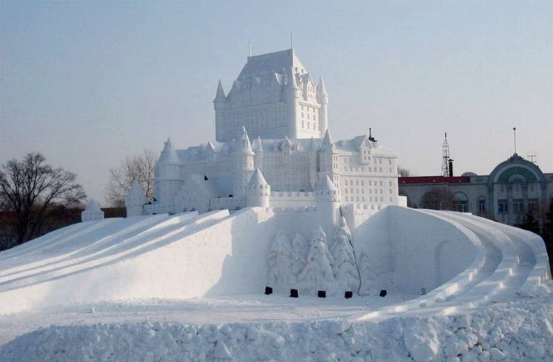 Life-sized snow castle