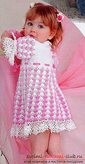 Häkeln Sie ein schönes Sommerkleid für ein 3 Jahre altes Mädchen mit einer Beschreibung und einem Foto. Foto №4