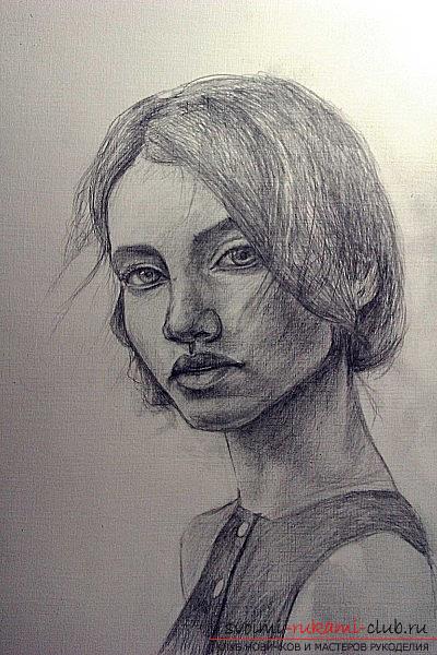 Step-by-step drawing of a portrait of a girl. Photo №4
