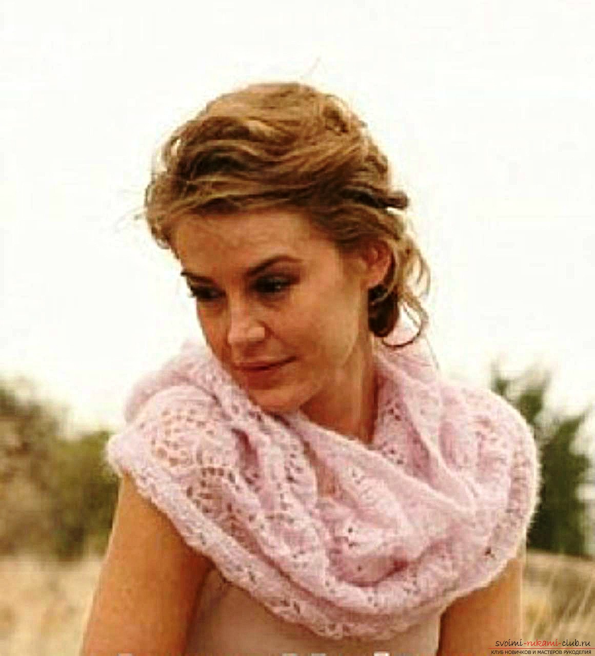 knitted knitting needles with a delicate openwork scarf-yoke. Photo №7