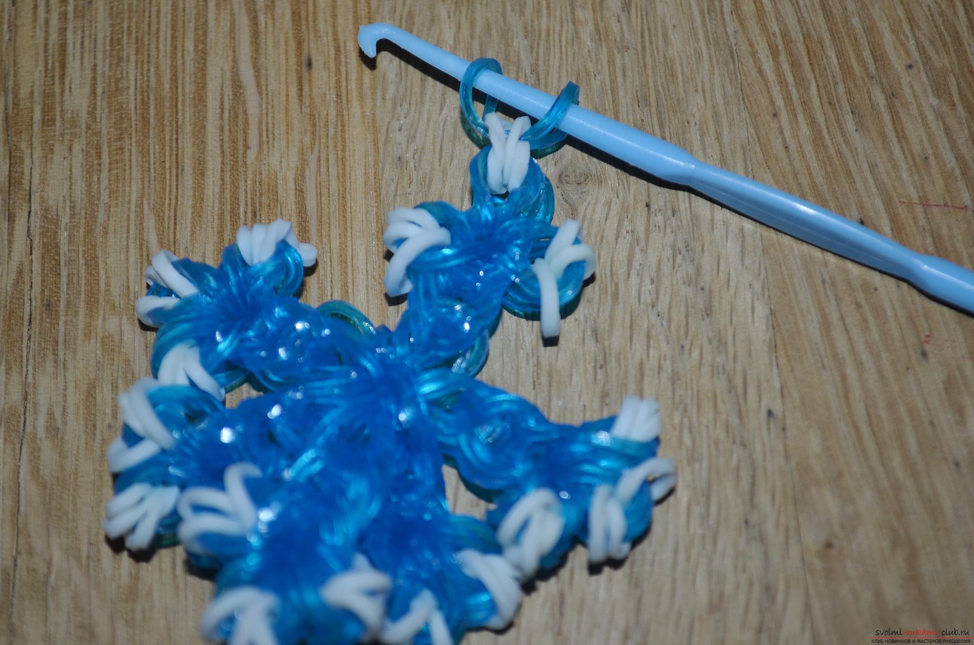 Photo for a lesson on weaving snowflakes from rubber bands. Photo # 23