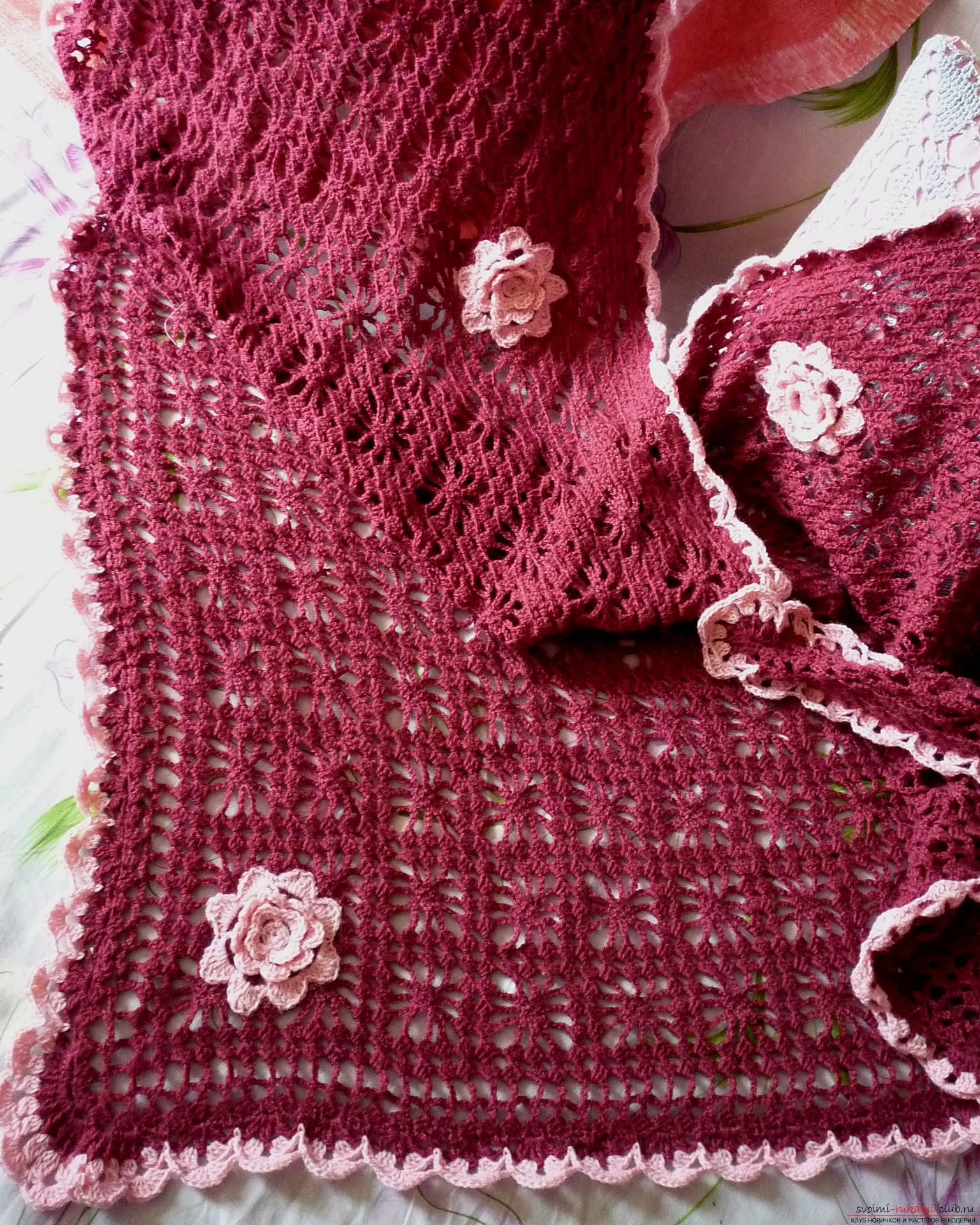 This master class of crocheting contains a crochet flower scheme for a plaid .. Photo # 14
