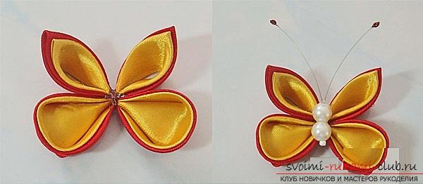 Three free master class to create butterflies from satin ribbons in Kansas technique .. Photo # 30
