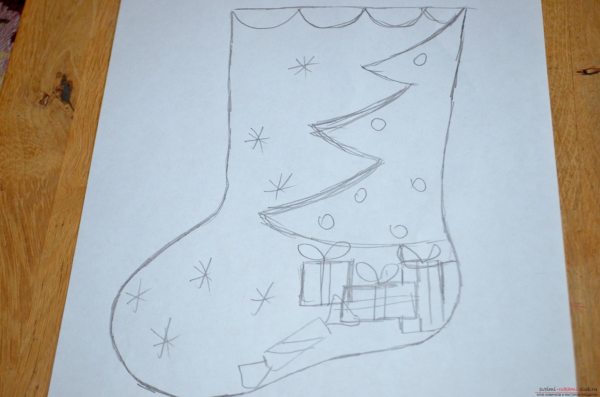 A lesson on making a Christmas boot made of felt with your own hands. Photo №1