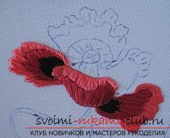 Embroidery with Chinese poppy on the scheme. Photo Number 9