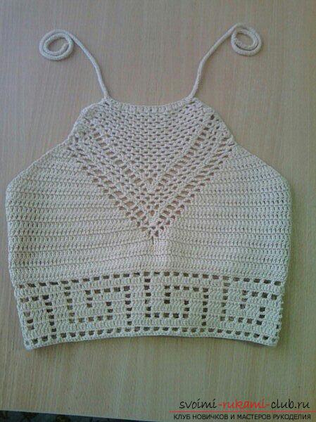 White cotton-top made from yarn Vita cotton Lily. Photo # 2