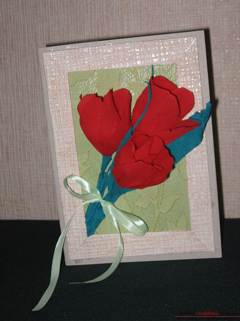 Postcard for mom, made by own hands. Photos of greeting cards .. Picture №1