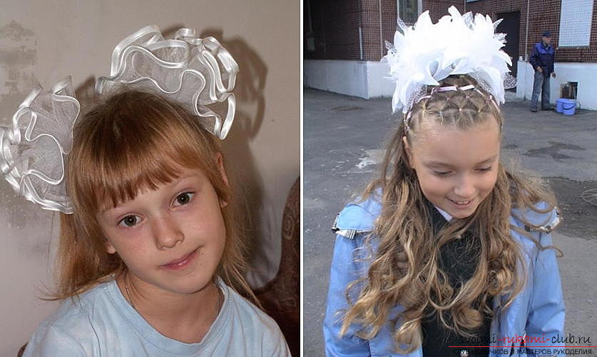 Hairstyles with beautiful bows for small schoolgirls. Photo №1