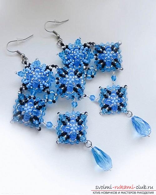 Free master classes with step-by-step photos on weaving earrings from beads .. Picture №1