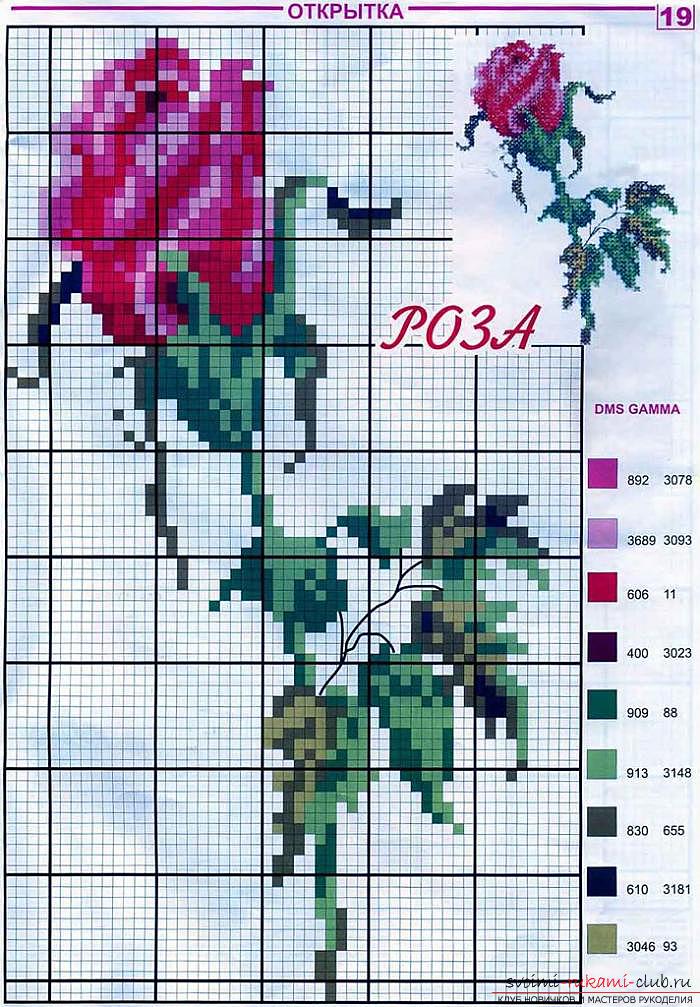 Cross-stitch embroidery of various colors by free schemes. Photo Number 9