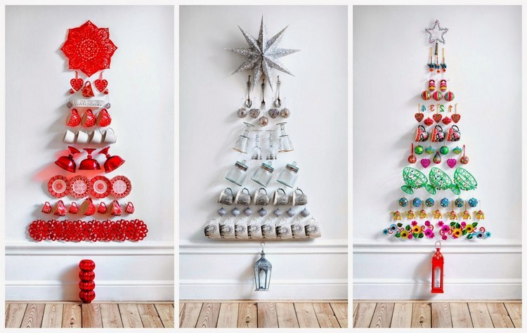 أشجار عيد الميلاد مسطحة من الأطباق - فكرة غير عادية
