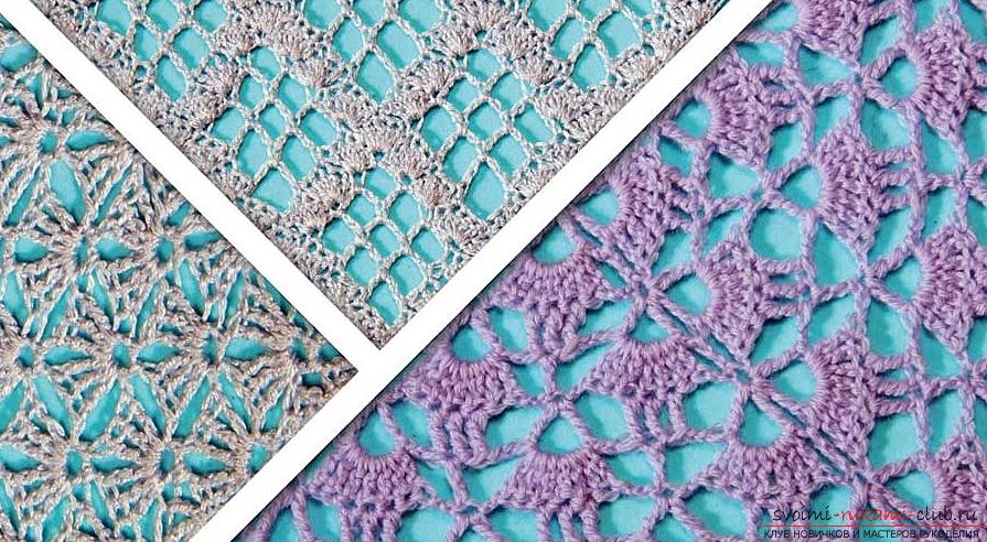 Crochet patterns with crochet description. Openwork and dense patterns crocheted. Photo №8
