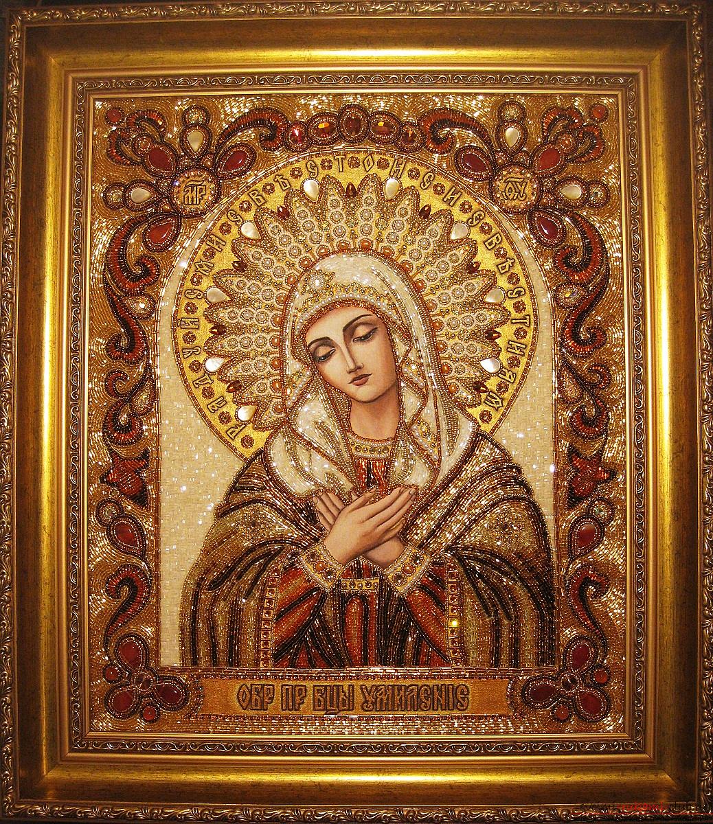 Embroidery of the face of saints with beads. Photo №5