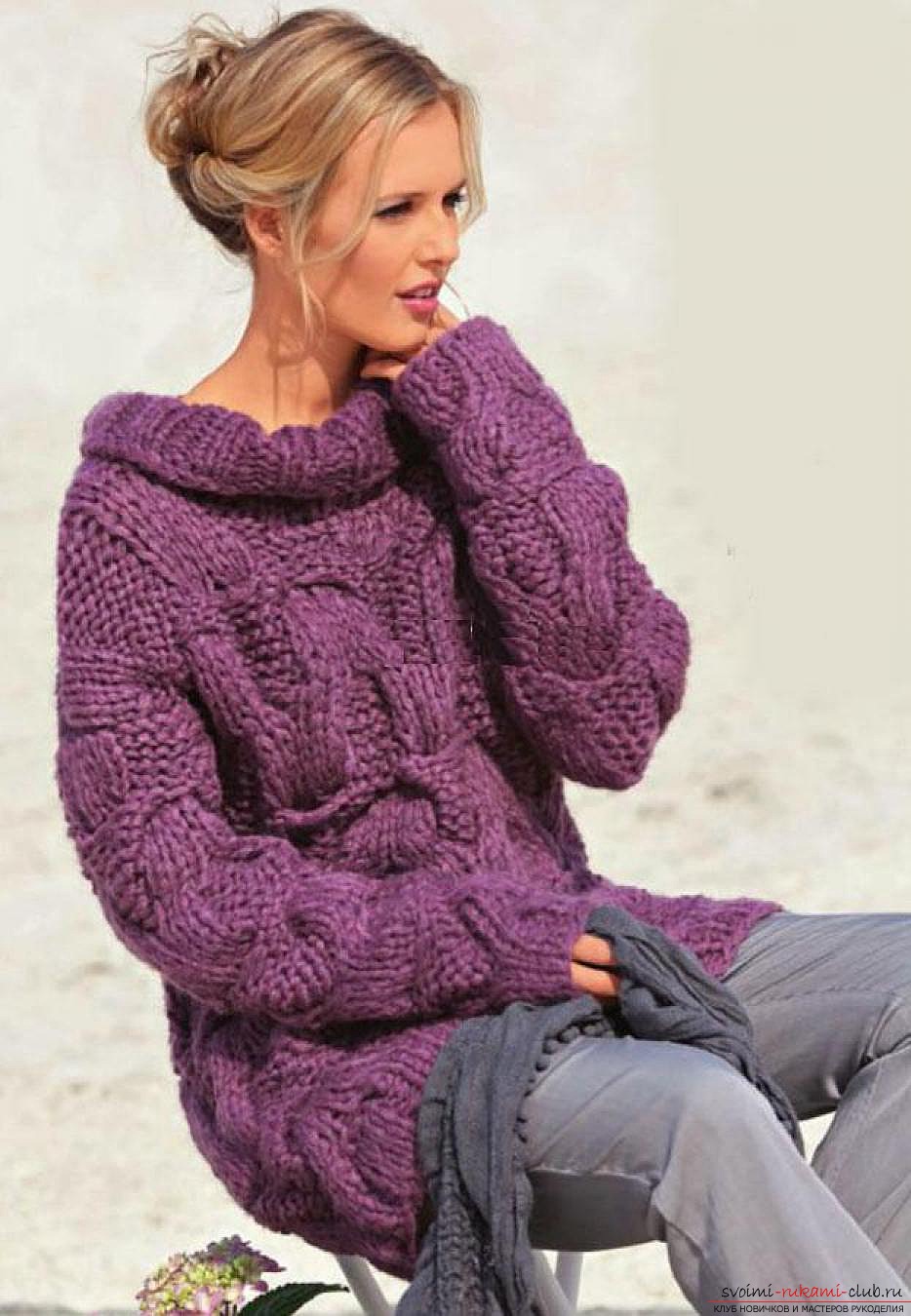 knitted knitting needles beautiful female jumper. Photo №5