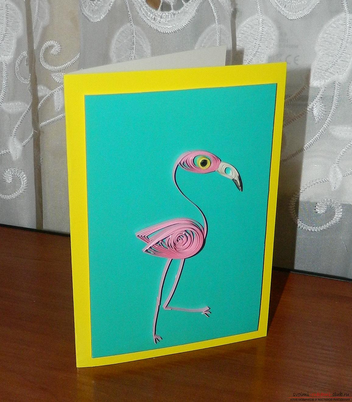 This master class will teach you how to make beautiful postcards with flamingos yourself. Photo # 1