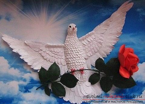 Quilling card for May 9 with pigeons. Picture №3