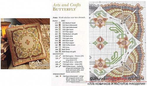 Embroidery of decorative pillows by various methods according to schemes. Picture №3