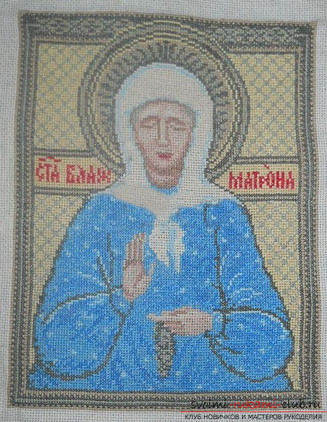 We sew cross-stitch icons of the Savior and Saint Blessed Matron for beginners. Photo №8