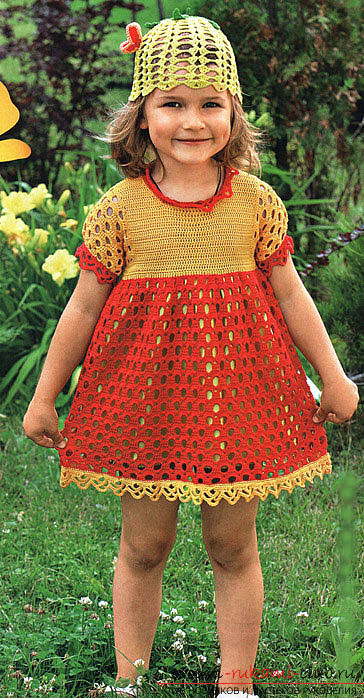 We knit a baby dress for a girl of two years according to the scheme and description. Photo №6