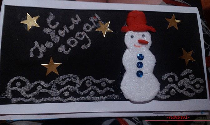 Greeting cards with own hands, creating Christmas cards with children, two free master classes for making light cards with preschool children .. Photo №1