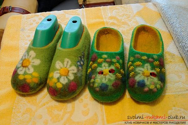 How to create your own comfortable slippers by felting. Photo Number 18