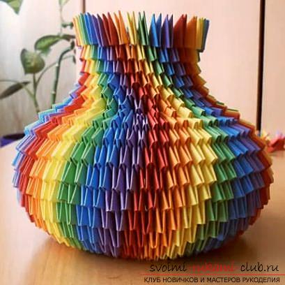 Vase-origami with your own hands, we make a multi-colored vase - a scheme of modular origami. Photo # 2