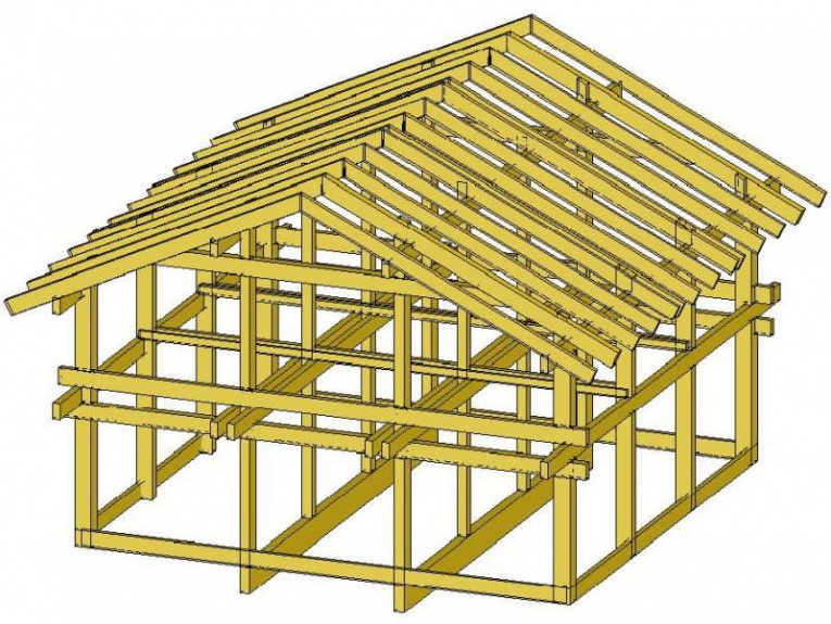 Et omtrentlig diagram af rammen af ​​huset ved hjælp af fachwerk-teknologi