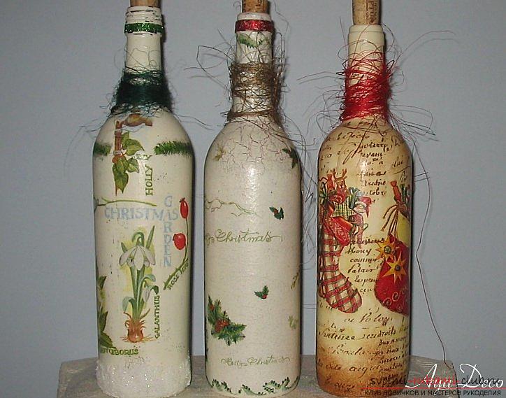 Decoupage of bottles with champagne for the New Year. Photo # 2