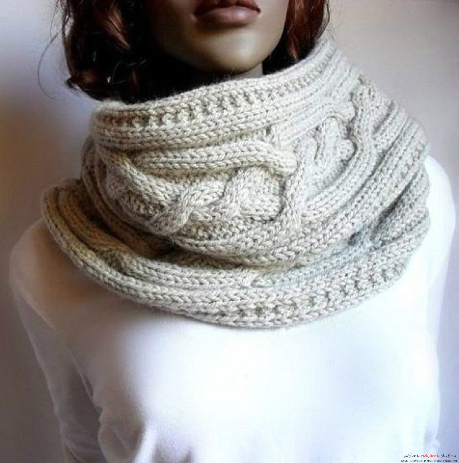 В'язаний спицями шарф-трансформер для жінок. Детальна схема з описом і фото. фото №1