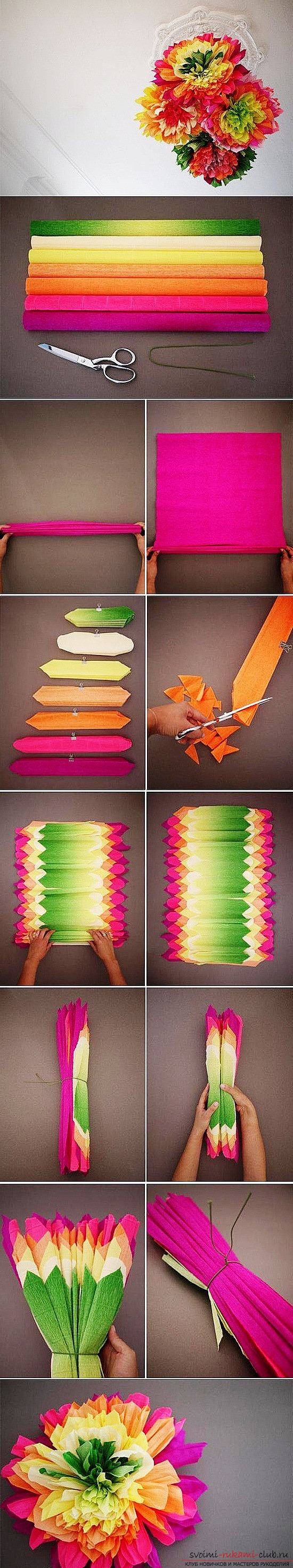 How to make flowers from corrugated paper? - Article with a step-by-step solution for creating colors from corrugated paper .. Photo # 1
