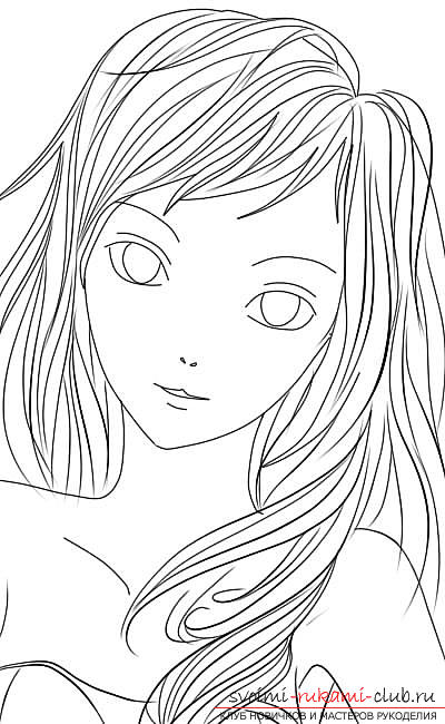 Drawing the face of an anime girl. Photo Number 9